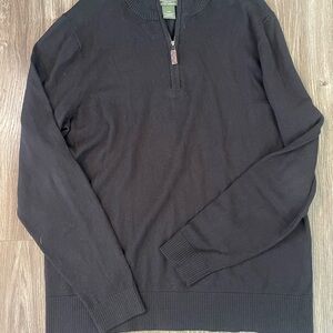 Eddie Bauer Sweater Mens XL Brown Shawl Lambswool Knit Pullover Long Sleeve